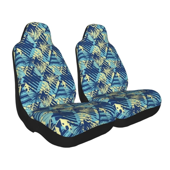 Uemuo Hawaiian Style Pattern Car Seat Covers for Front Seats Waterproof Seat Covers for Cars, Universal Auto Front Seats Protector Fits for Car-2 PCS
