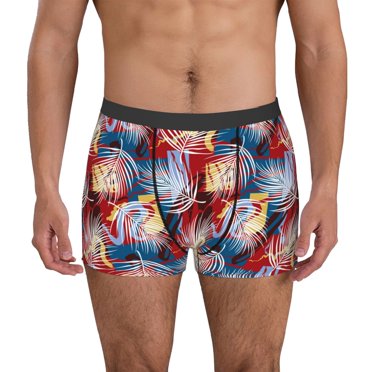Uemuo Hawaiian Style Pattern Men's Boxer Briefs,Trunk Anti-Chafing,Comfortable, Durable, and Stylish Underwear-Large