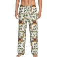 thumbnail image 1 of Uemuo Hawaiian Style Pattern Men's Wide Leg Palazzo Lounge Pants with Pockets Light Weight Loose Comfy Casual Pajama Pants-Large, 1 of 9