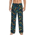 thumbnail image 1 of Uemuo Hawaiian Style Pattern Men's Wide Leg Palazzo Lounge Pants with Pockets Light Weight Loose Comfy Casual Pajama Pants-Large, 1 of 9