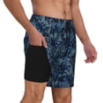 thumbnail image 1 of Uemuo Hawaiian Style Pattern Mens Swim Trunks Quick Dry Board Shorts with Mesh Lining, Stretch Beach Shorts Quick Dry No-Chafing Board Shorts-Large, 1 of 9