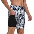 thumbnail image 1 of Uemuo Hawaiian Style Pattern Mens Swim Trunks Quick Dry Board Shorts with Mesh Lining, Stretch Beach Shorts Quick Dry No-Chafing Board Shorts-Small, 1 of 9