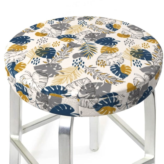 Uemuo Hawaiian Style Pattern Round Bar Stool Seat Covers Washable Stool Cushion Slipcover Elastic Bar Chair Covers-12 inch