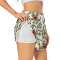 thumbnail image 1 of Uemuo Hawaiian Style Pattern Women's Athletic Shorts High Waisted Running Shorts with Liner Pockets Gym Elastic Workout Shorts-Small, 1 of 9