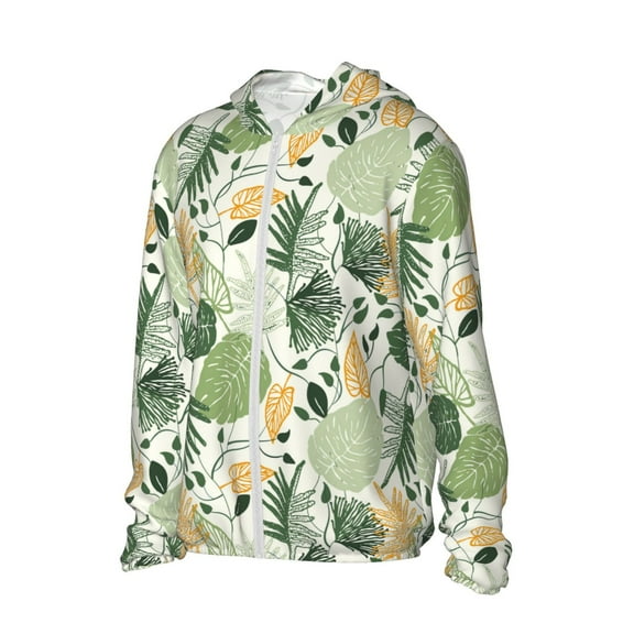 Uemuo Hawaiian Style Pattern Women's Full Zip UPF 50  Sun Protection Hoodie Jacket Long Sleeve Sun Shirt Hiking Outdoor Performance with Pockets-3X-Large