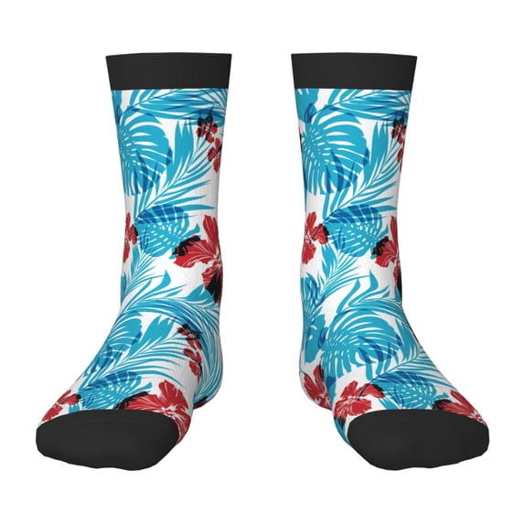 Uemuo Hawaiian Style Printed Kids Boys Socks Seamless Crew Socks Crazy Funny Athletic Sport Socks for Children