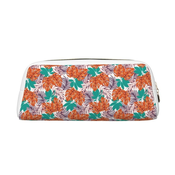 Uemuo Hawaiian Style Printed Leather Pencil Case, Pencil Pouch, Portable Pencil Bag, Pen Case for& Office