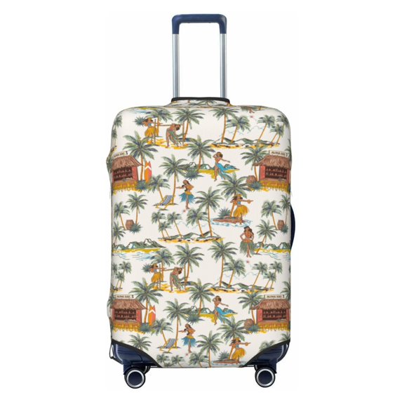 Uemuo Hawaiian Style Printed Washable Luggage Cover - Fashion Suitcase Protector Fits 18-32 Inch Luggage -Small