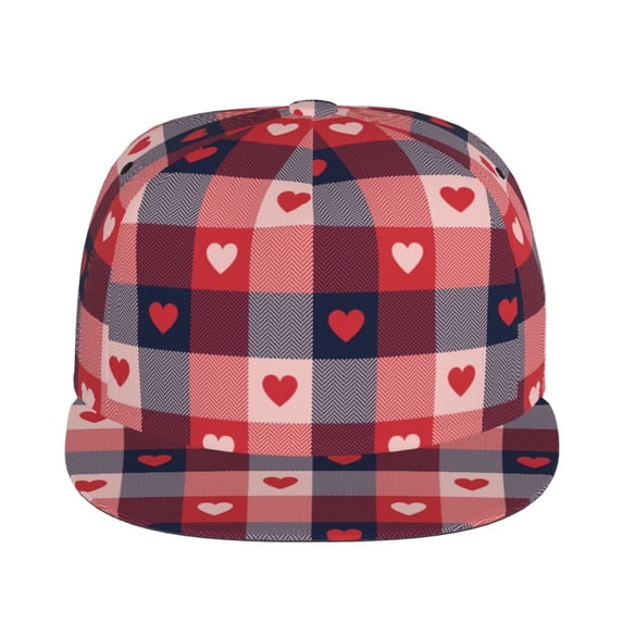 Uemuo Heart Plaid Pattern Women's Baseball Cap,Straight Brim Hat,Golf Dad Hat,Travel Hat,Sun Protection Cap,Everyday Accessory