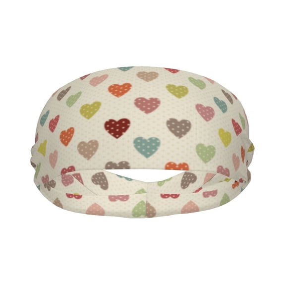Uemuo Heart Polka Dot Printed Sports Headbands for Men Women,Moisture Wicking Workout Headband, Sweatband Headbands,Non-slip Workout Gym Yoga Headband