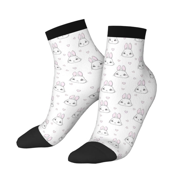 Uemuo Heart Rabbit Printed Crew Socks, Moisture-Wicking Socks, Athletic Socks for Men Breathable Cushion Socks Casual Sport Socks for Running Traveling