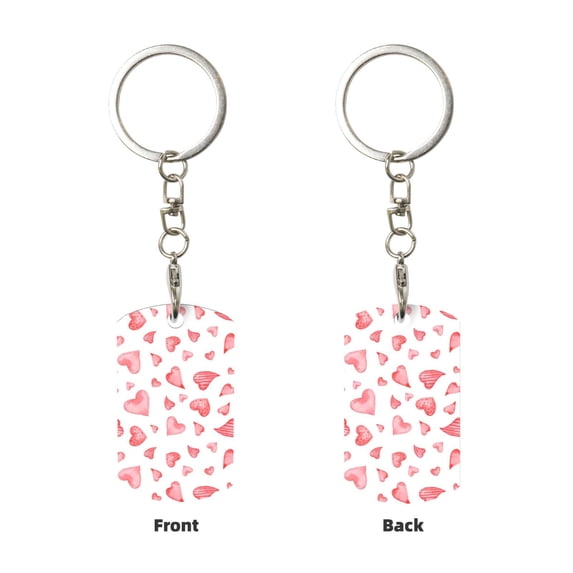 Uemuo Hearts Pattern Rectangular Metal Keychain - Durable, Stylish, and Personalized Key Ring for Men and Women,Engraved Keychain,Gift Slim Sturdy Keychain