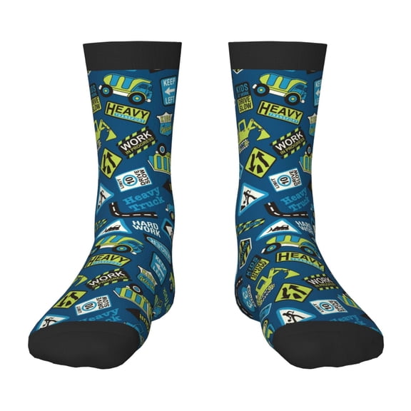Uemuo Heavy Equipment Machinery Printed Kids Boys Socks Seamless Crew Socks Crazy Funny Athletic Sport Socks for Children