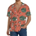 thumbnail image 1 of Uemuo Hedgehog Mushroom Pattern Cotton Linen Short Sleeve Shirts,Casual Lightweight Button Down Shirts,Vacation Beach Summer Tops-3X-Large, 1 of 7