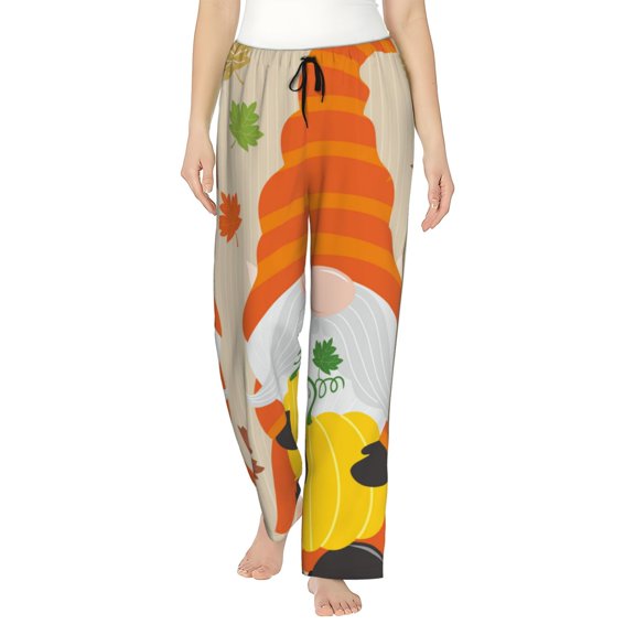 Uemuo Hello Fall Gnomes 1 Pattern Women's Wide Leg Palazzo Lounge Pants with Pockets Light Weight Loose Comfy Casual Pajama Pants-Medium