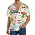 thumbnail image 1 of Uemuo Hello Summer Pattern Cotton Linen Short Sleeve Shirts,Casual Lightweight Button Down Shirts,Vacation Beach Summer Tops-3X-Large, 1 of 7