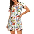 thumbnail image 1 of Uemuo Hello Summer2 Pattern Women’s Nightdress – Casual Sleep Shirt, Soft Relaxed Fit Short-Sleeved Cotton Sleepwear for Home, Bedtime, and Lounging, 1 of 6