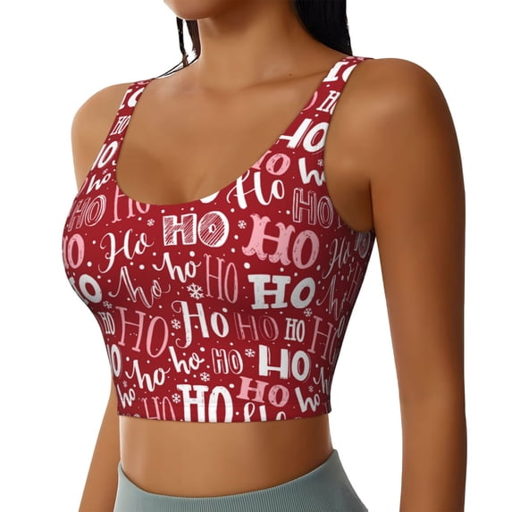 Uemuo Ho Funny Christmas Pattern Women's Sports Bra - High Impact Support, Breathable, and Comfortable Athletic Bra for Running, Yoga, and Workouts