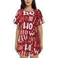 thumbnail image 1 of Uemuo Ho Pattern Funny Christmas Pattern Women's Short-Sleeved Pajama, Button-Front Loungewear, 2-Piece Summer Sleepwear, Elastic Drawstring Shorts-Large, 1 of 7