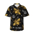 thumbnail image 1 of Uemuo Hohey Bee Golden Embroidery Printed Regular Fit Short Sleeve Casual Hawaiian Shirt for Men,Aloha shirt,Tropical shirt,Floral print shirt,Vacation Beach shirt-Large, 1 of 9