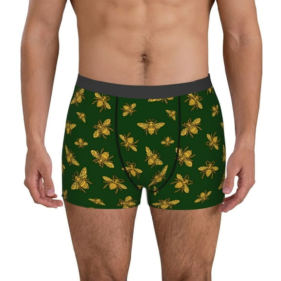 Uemuo Hohey Bee Pattern Men's Boxer Briefs,Trunk Anti-Chafing,Comfortable, Durable, and Stylish Underwear-Small