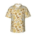 thumbnail image 1 of Uemuo Honey Honeycomb Printed Regular Fit Short Sleeve Casual Hawaiian Shirt for Men,Aloha shirt,Tropical shirt,Floral print shirt,Vacation Beach shirt-Small, 1 of 9