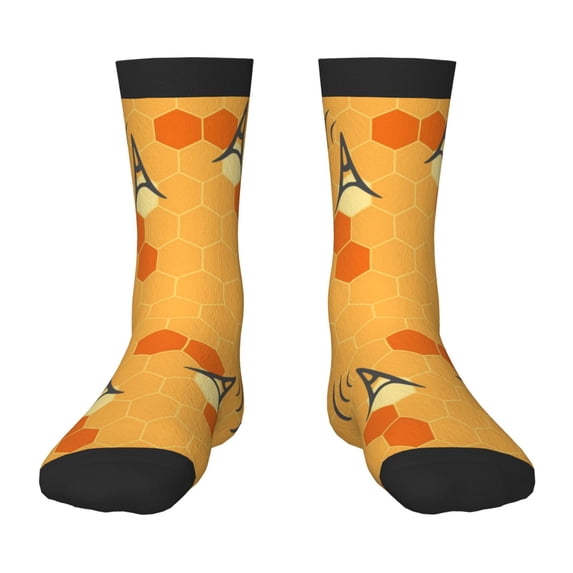 Uemuo Honeycomb Printed Kids Boys Socks Seamless Crew Socks Crazy Funny Athletic Sport Socks for Children