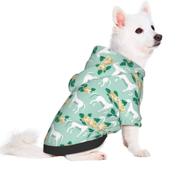 Uemuo Horse And Flower for Winter Dog Hoodie Sweatshirts with Pockets Warm Dog Clothes for Small Dogs Chihuahua-Medium