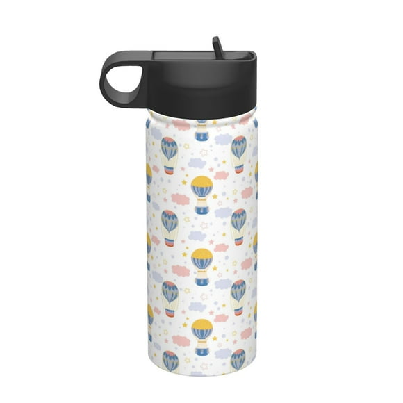 Uemuo Hot Air Balloon Print 18oz Sports Insulated Kettle, Water Bottle, Outdoor Sports Bottle, Insulated Hydration Bottle with Handle & Flip Straw