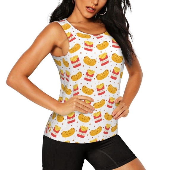 Uemuo Hot Dog Pattern Workout Tank Tops for Women Breathable Moisture-wicking tank top Sleeveless Running Loose Fit Yoga Tops Active Shirts Sports Gym Exercise