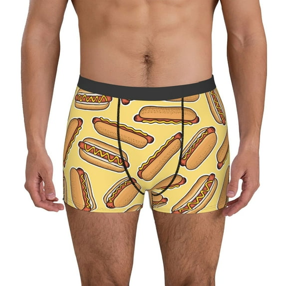 Uemuo Hot Dogs Pattern Men's Boxer Briefs,Trunk Anti-Chafing,Comfortable, Durable, and Stylish Underwear-XX-Large
