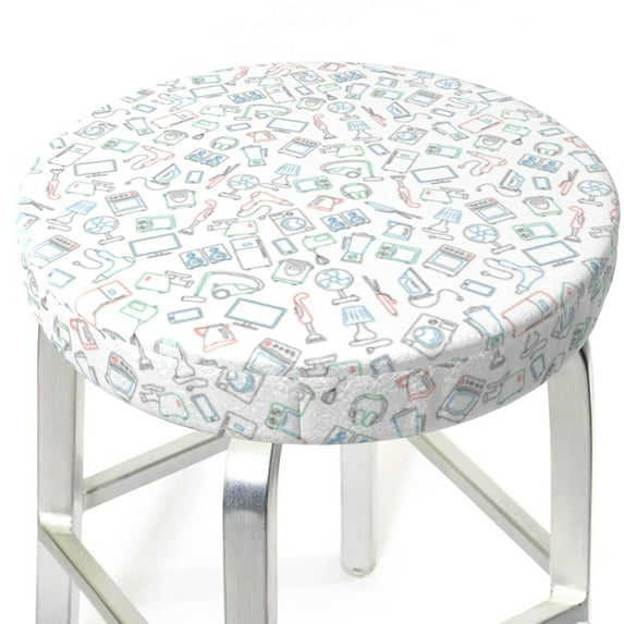 Uemuo Household Appliances Pattern Round Bar Stool Seat Covers Washable Stool Cushion Slipcover Elastic Bar Chair Covers-13 inch