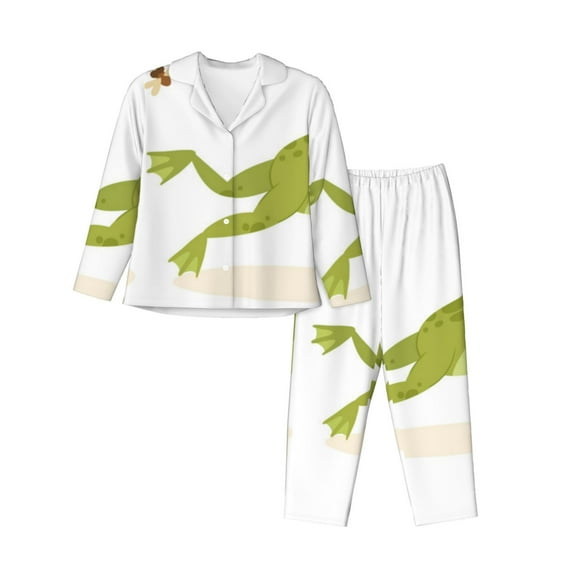 Uemuo Hunting Frog Pattern Womens Pajama Sets,PJ Set for Women,Pajamas for Women Logo,Long Sleeve Pajama Set for Women,Soft Long Sleeve Top With Pants-X-Large