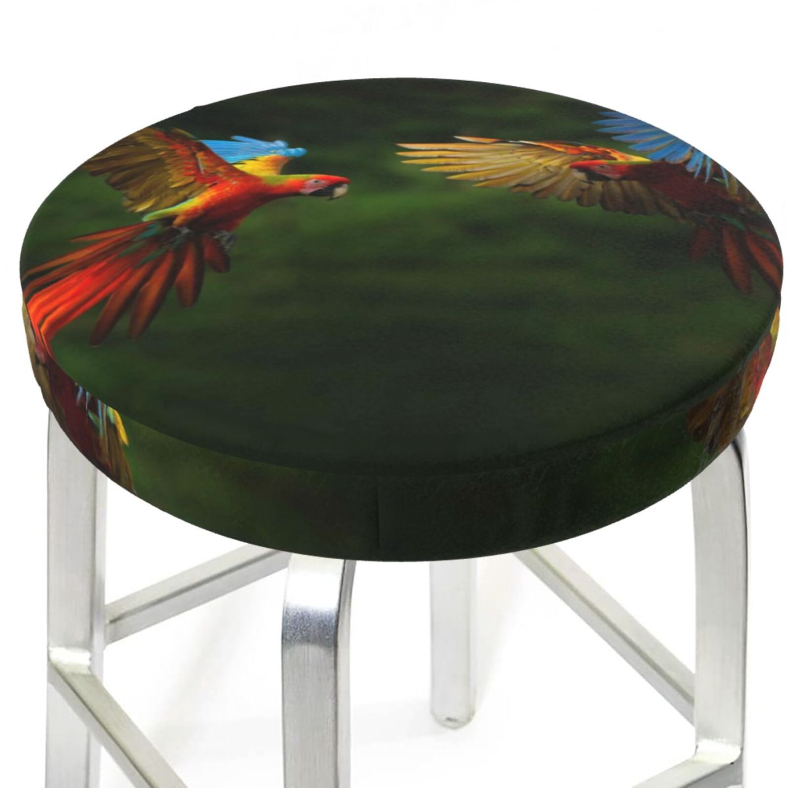Photo inspiration: Washable Parrot Ladder Cover Reference: Uemuo Hybrid Parrot In The Forest Pattern Round Bar Stool