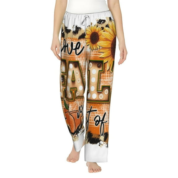 Uemuo I Love Fall Most Of All Pattern Women's Wide Leg Palazzo Lounge Pants with Pockets Light Weight Loose Comfy Casual Pajama Pants-X-Large