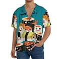thumbnail image 1 of Uemuo I Love Sushi Pattern Cotton Linen Short Sleeve Shirts,Casual Lightweight Button Down Shirts,Vacation Beach Summer Tops-XX-Large, 1 of 7