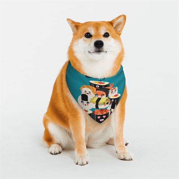Uemuo I Love Sushi Summer Dog Bandanas,Cat Pet scarf,Soft Cotton Puppy Cat Scarfs Washable,Pets Gift-Medium