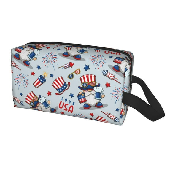 Uemuo I Love USA Pattern Portable Toiletry Bags with Handle, Waterproof travel Make up Bags for Women, Large Capacity Travel Cosmetic Bags