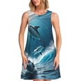 thumbnail image 1 of Uemuo Ice Blue Ocean Cute Dolphin A Pattern Women’s Sleeveless Dress – Casual Summer A-Line Dress, Stylish and Comfortable Sundress for Hot Weather, 1 of 7