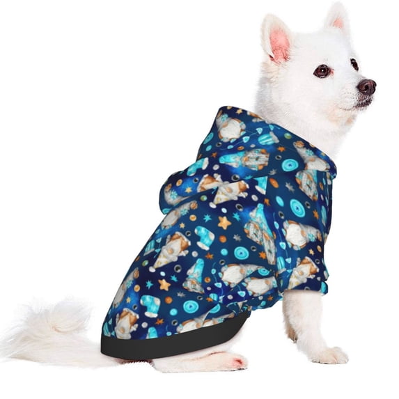 Uemuo Ice blue old man cute winter for Winter Dog Hoodie Sweatshirts with Pockets Warm Dog Clothes for Small Dogs Chihuahua-X-Small