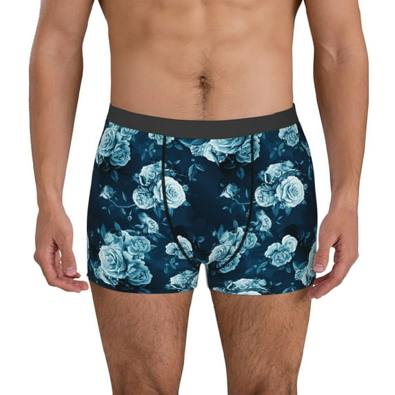 Uemuo Ink Rose Pattern Men's Boxer Briefs,Trunk Anti-Chafing,Comfortable, Durable, and Stylish Underwear-XX-Large
