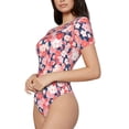 thumbnail image 1 of Uemuo Japanese Cherry Blossoms Pattern Women's One Piece Short Sleeve Swimsuit Rash Guard Surfing Modest Quick-drying Swimsuit Beach Essentials-Small, 1 of 9