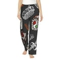 thumbnail image 1 of Uemuo Japanese Sushi Hashi Pattern Women's Wide Leg Palazzo Lounge Pants with Pockets Light Weight Loose Comfy Casual Pajama Pants-Small, 1 of 9