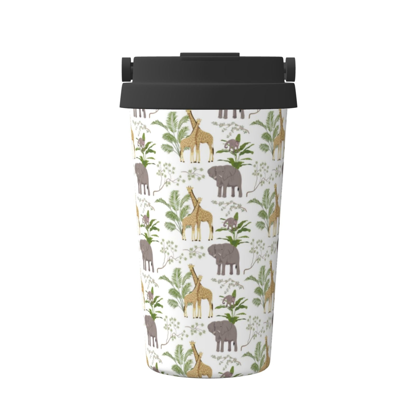 Hot pink animal travel mug with a handle.