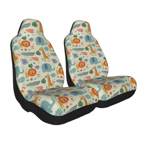 Uemuo Jungle Animals Pattern Car Seat Covers for Front Seats Waterproof Seat Covers for Cars, Universal Auto Front Seats Protector Fits for Car-1