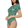 thumbnail image 1 of Uemuo Jungle Animals Pattern Women's One Piece Short Sleeve Swimsuit Rash Guard Surfing Modest Quick-drying Swimsuit Beach Essentials-Small, 1 of 9