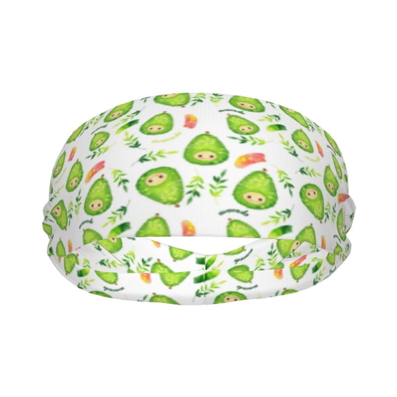 Uemuo Kawaii Avocado Printed Sports Headbands for Men Women,Moisture Wicking Workout Headband, Sweatband Headbands,Non-slip Workout Gym Yoga Headband