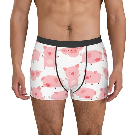 Uemuo Kawaii Pigs Pattern Men's Boxer Briefs,Trunk Anti-Chafing,Comfortable, Durable, and Stylish Underwear-
