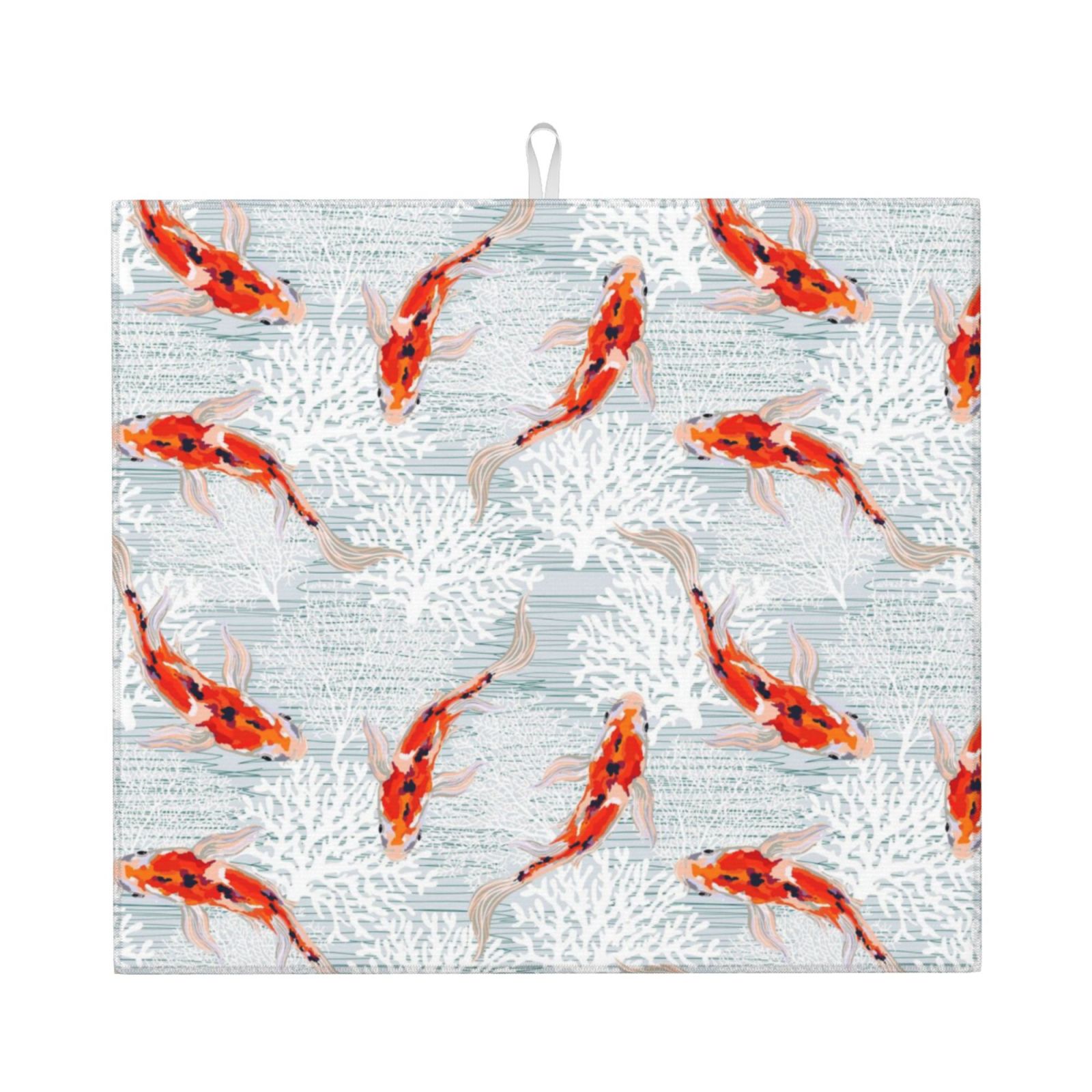 Drying Pad Pattern Uemuo Koi Fish Corals,Spring Summer Pattern Dish Drying Mat,16*18 inch ...