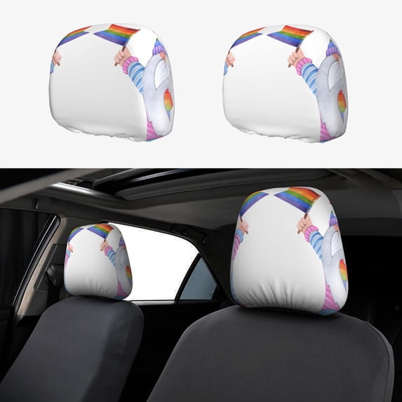 Uemuo LGBT Gnomes Printed 2 PCS Car All-Inclusive Headrest Cover, Headrest Protector, Soft Elastic Breathable Seat Headrest Anti-Dirty Cover Headrest Cover Protector